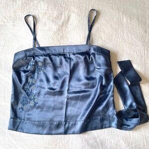 🎀Etam Lustrous Blue Satin Blouse